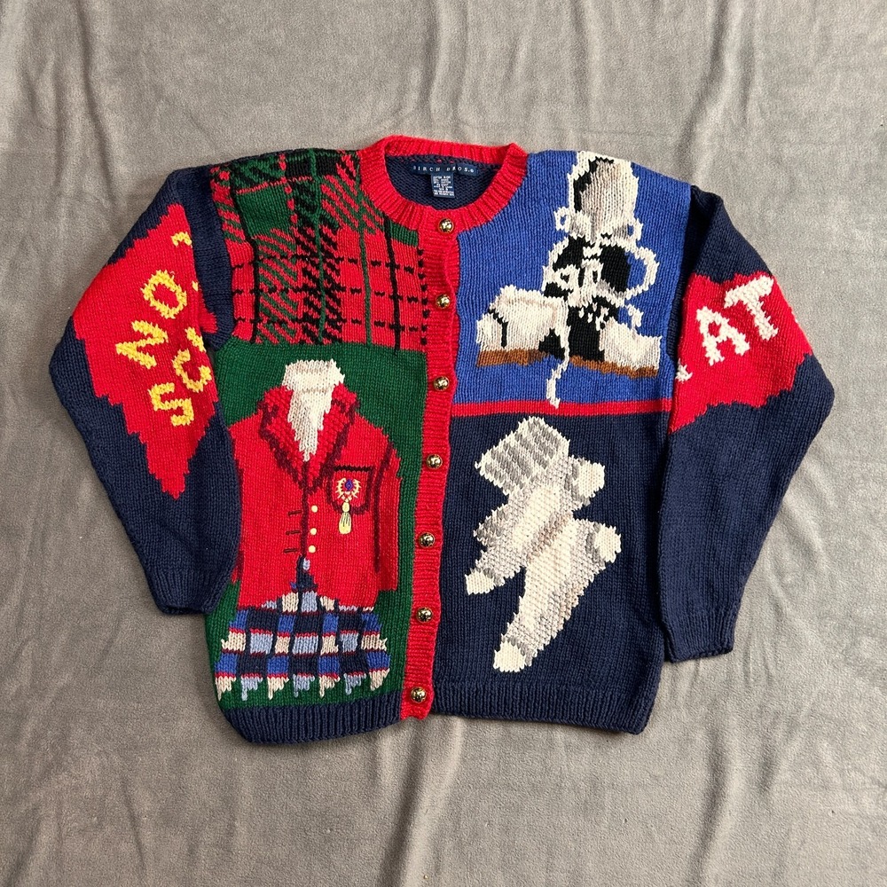 Vintage 90s Birch Bros Cardigan Sweater Womens Small Multicolor Button Front NWT